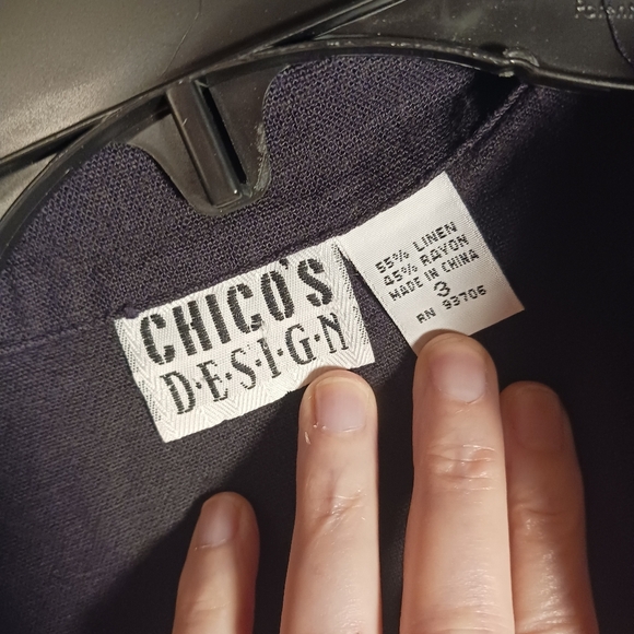 Chicos Design Black Linen Blend Full Button Down Sleeveless Maxi Dress Large 3 - Picture 5 of 5